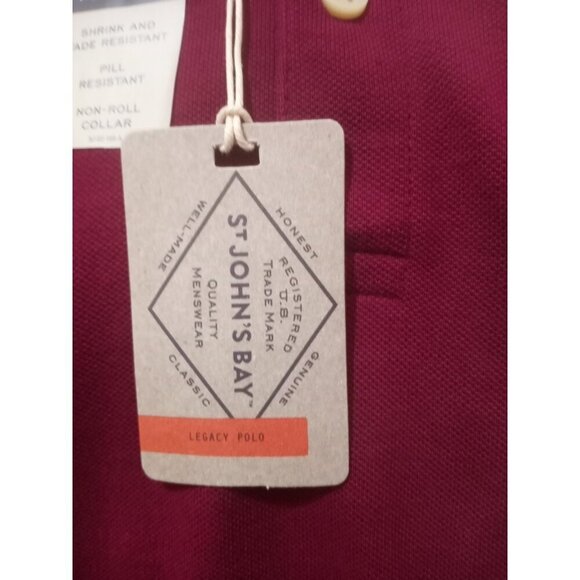 New St. John's Bay Mens Shirt XL Red Short Sleeve Polo New with Tags Legacy Polo - Picture 3 of 11